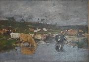 Eugene Boudin Paysage Nombreuses vaches a herbage oil painting